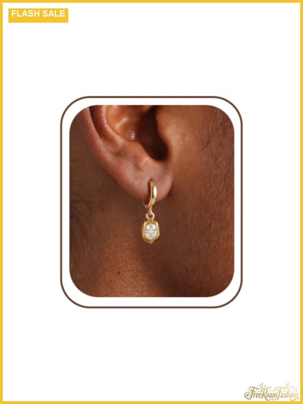 Gold Plated Cubic Zirconia Drop Dangle Earrings Lightweight Huggie
